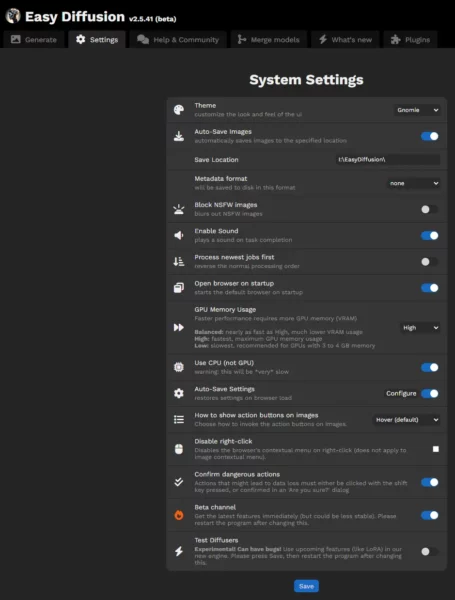 EasyDiffusion - Settings for upscaling