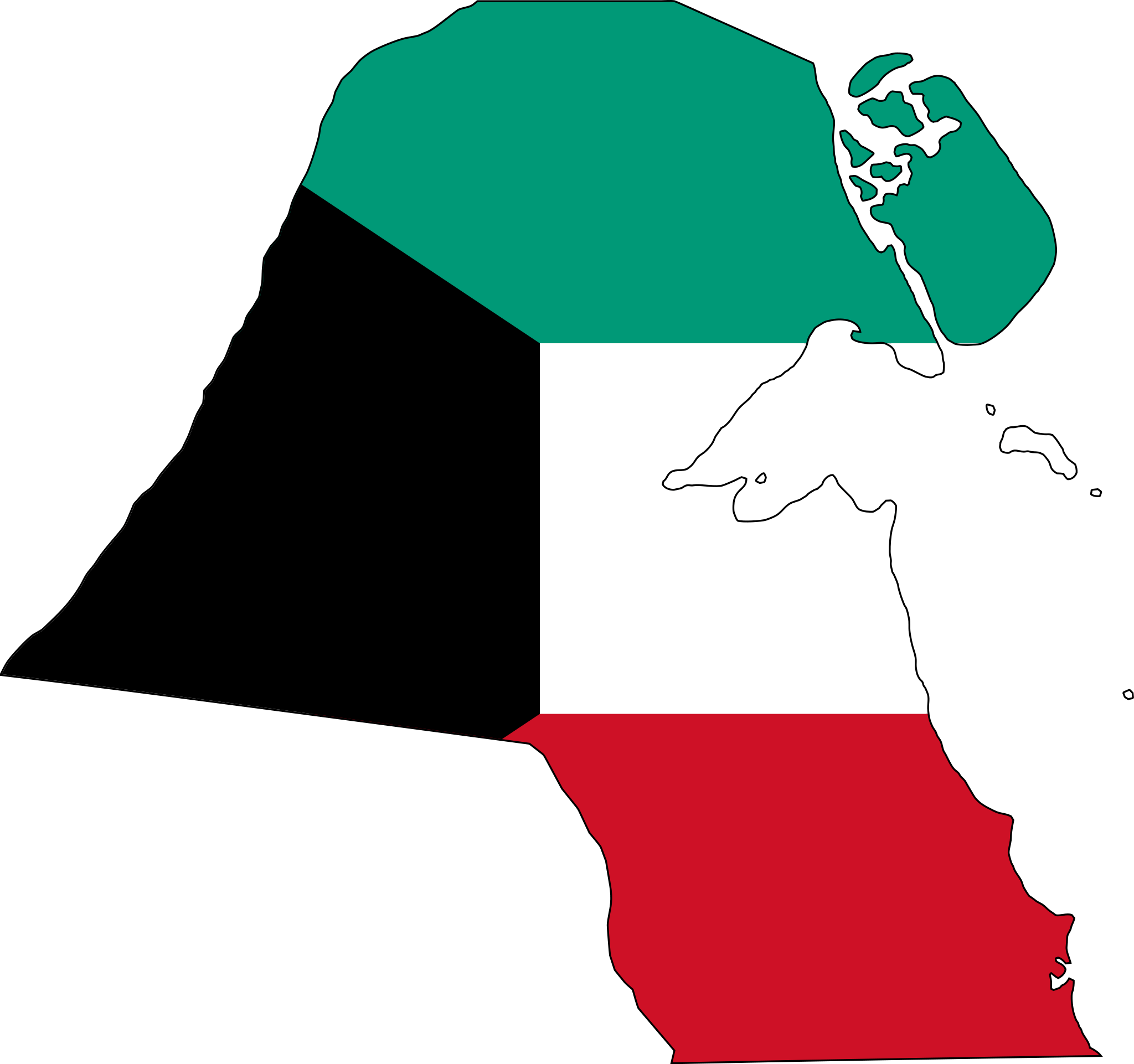 Kuwait flag & map